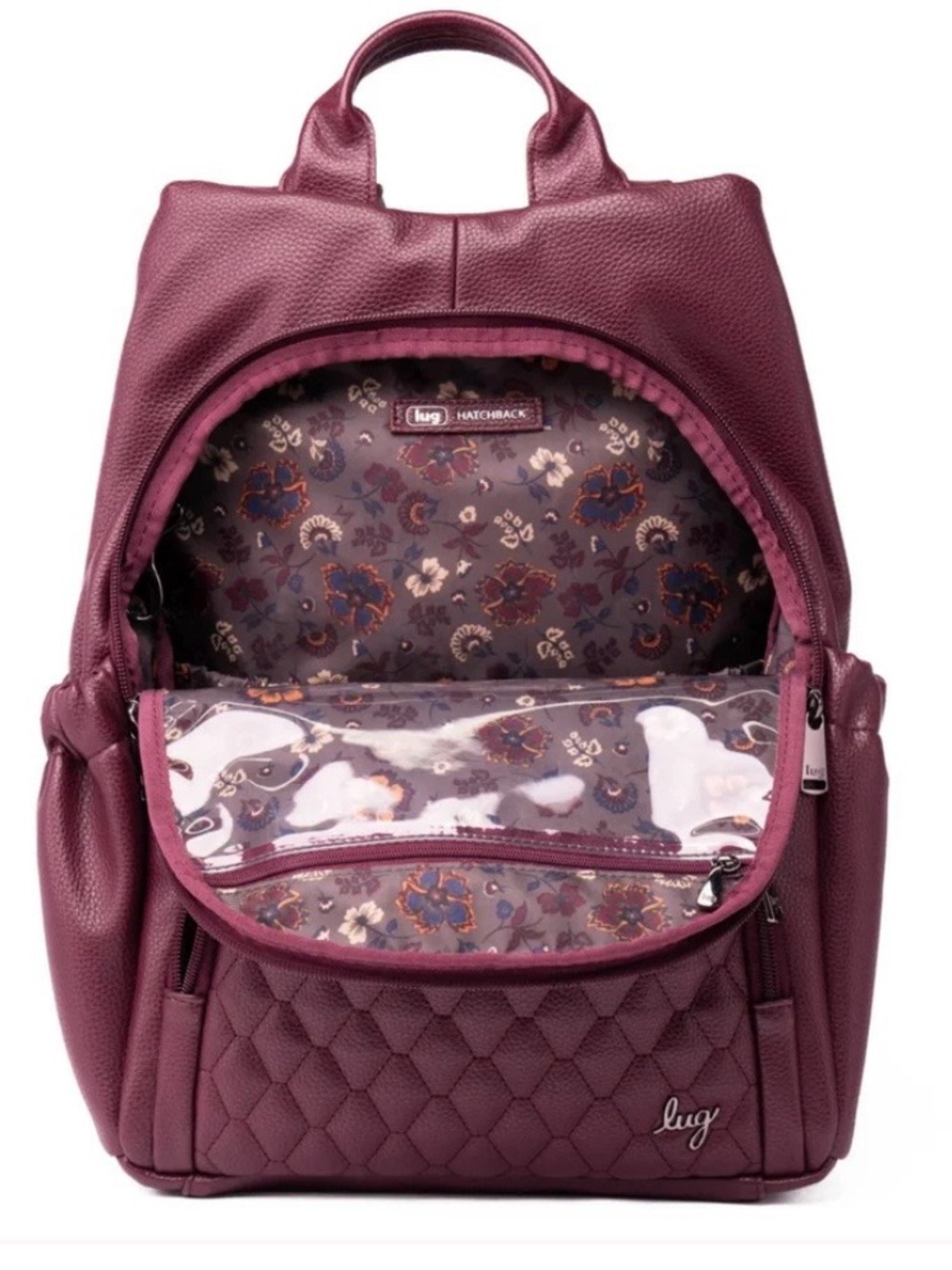 Lug Hatchback Classic Vegan Leather Backpack- Wine color NWOT - Picture 2 of 14